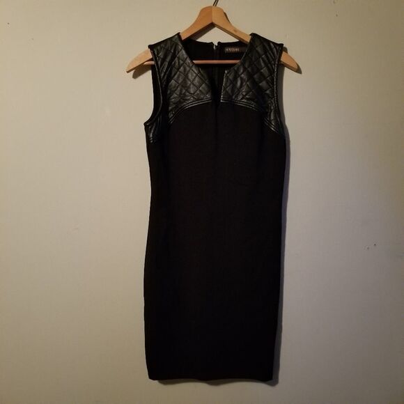 supertrash | LBD with Quilted Faux Leather Trim Mini Sheath Dress - Picture 7 of 7